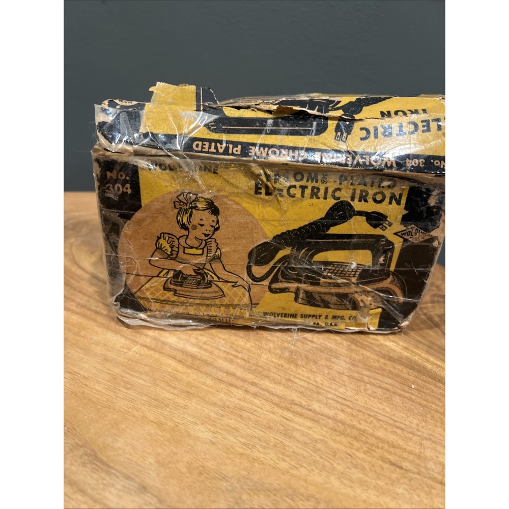 Vintage Wolverine Sunny Suzy Toy Electric Iron Chrome Cat 304 Original Box USA - Picture 7 of 10